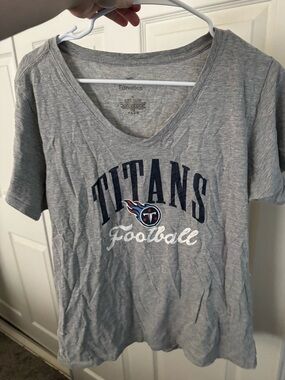 Fanatics Gray V-Neck Tee with Navy Accent